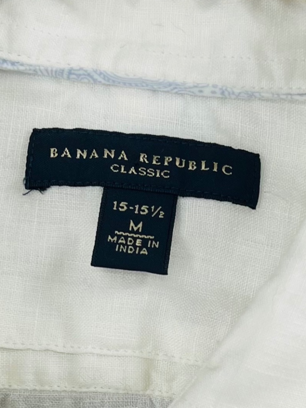 Banana Republic Classic 100% Linen V-neck Collared Shirt M White Preppy Tropical - Picture 2 of 12